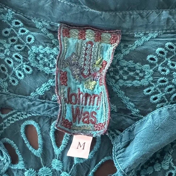 Johnny Was Teal Embroidered Cardigan - Picture 2 of 4